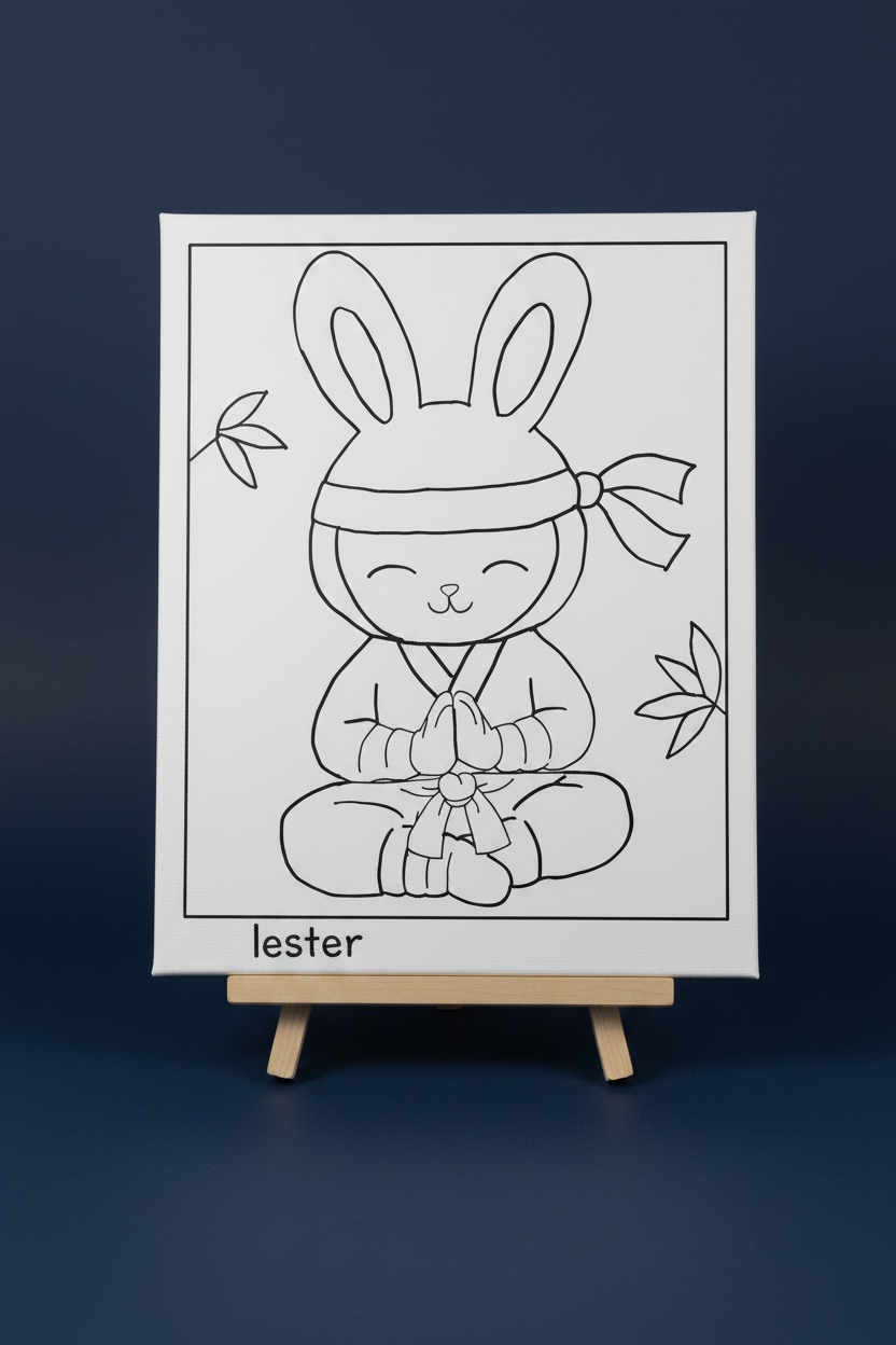 Lester Meditation | Pre-Drawn Canvas & Paint Kit | 8x10 Ready to Paint | Kids Painting Activity