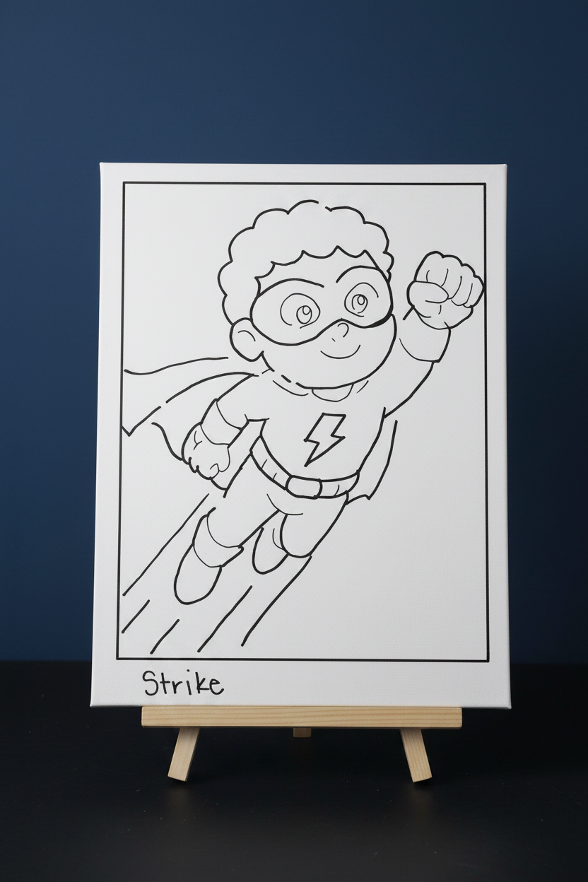 Strike | Pre-Drawn Canvas & Paint Kit | 8x10 Ready to Paint | Kids Painting Activity