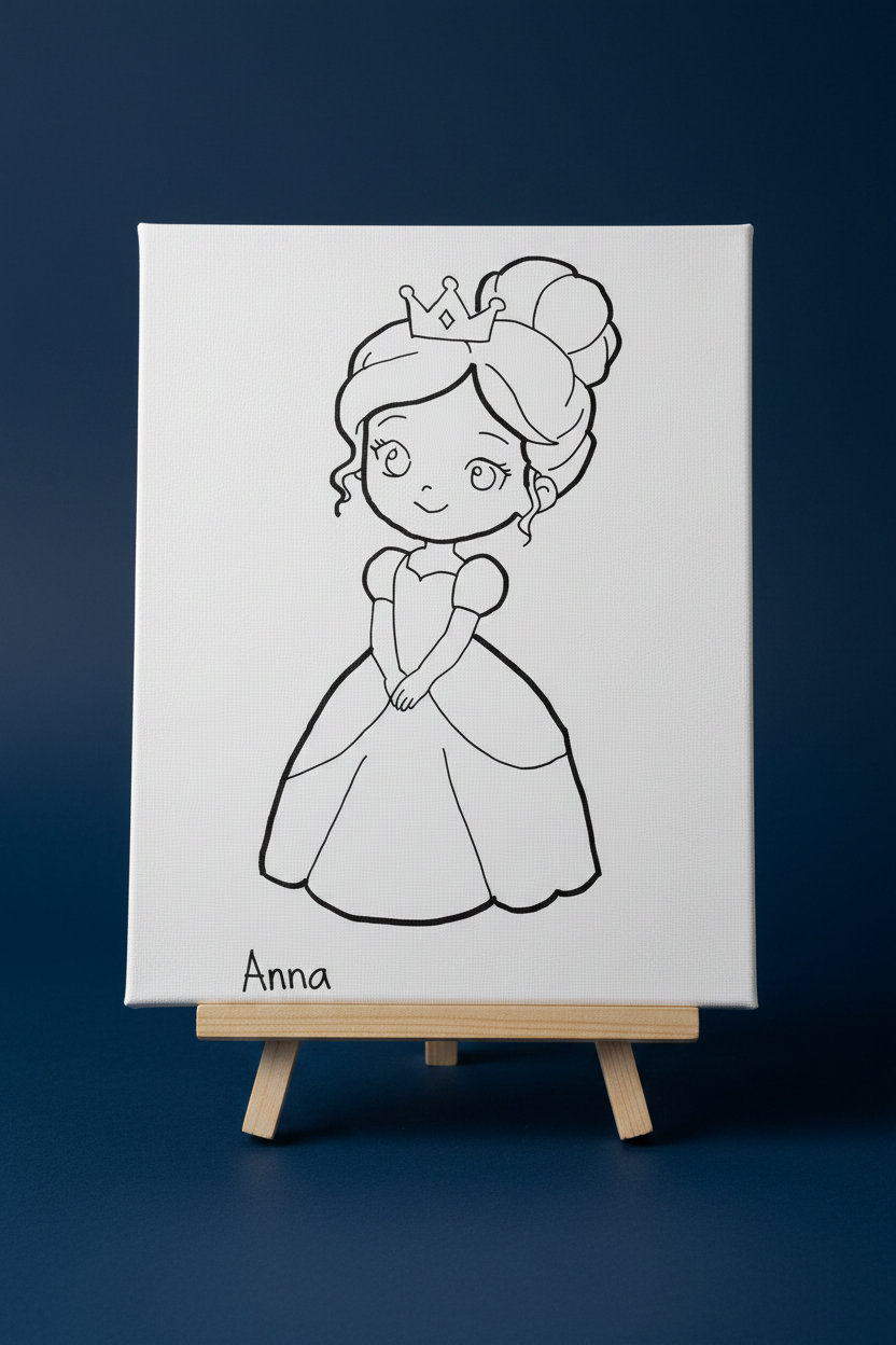 Princess Anna Stand| Pre-Drawn Canvas & Paint Kit | 8x10 Ready to Paint | Kids Painting Activity