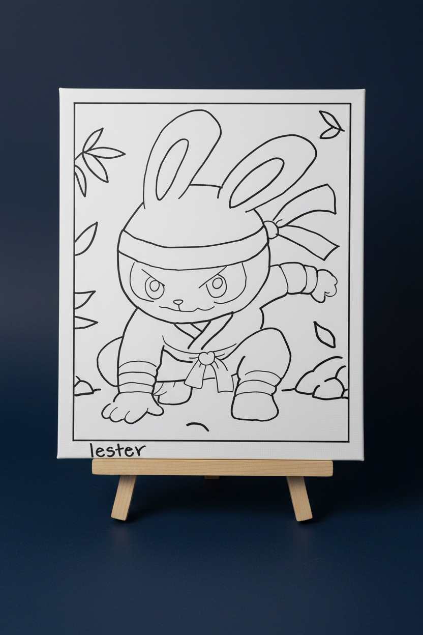 Lester dip | Pre-Drawn Canvas & Paint Kit | 8x10 Ready to Paint | Kids Painting Activity