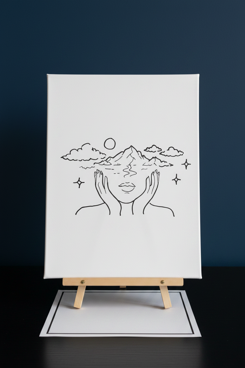 Head of Skies | Pre-Drawn Canvas & Paint Kit | 8x10 Ready to Paint | Paint & Sip Activity