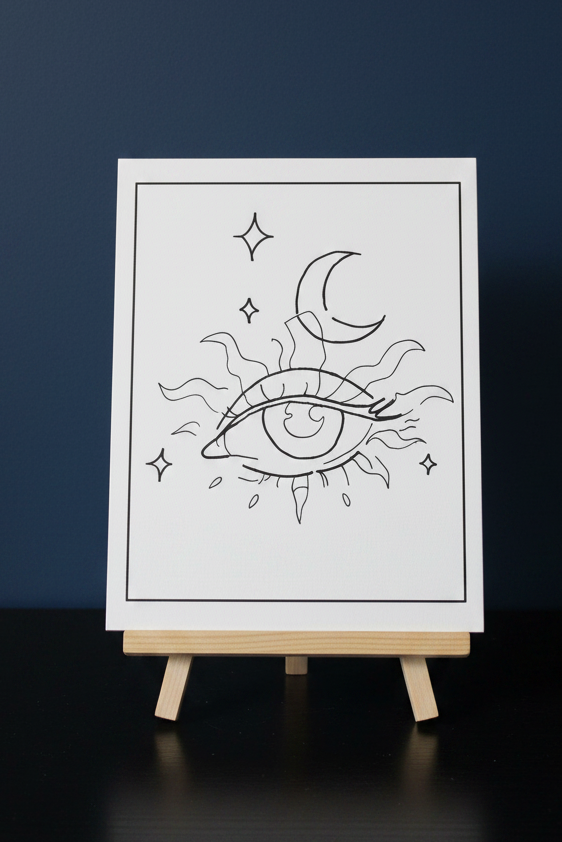 Starry Eyed | Pre-Drawn Canvas & Paint Kit | 8x10 Ready to Paint | Paint & Sip Activity