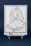 Princess Ruby Twirl | Pre-Drawn Canvas & Paint Kit | 8x10 Ready to Paint | Kids Painting Activity