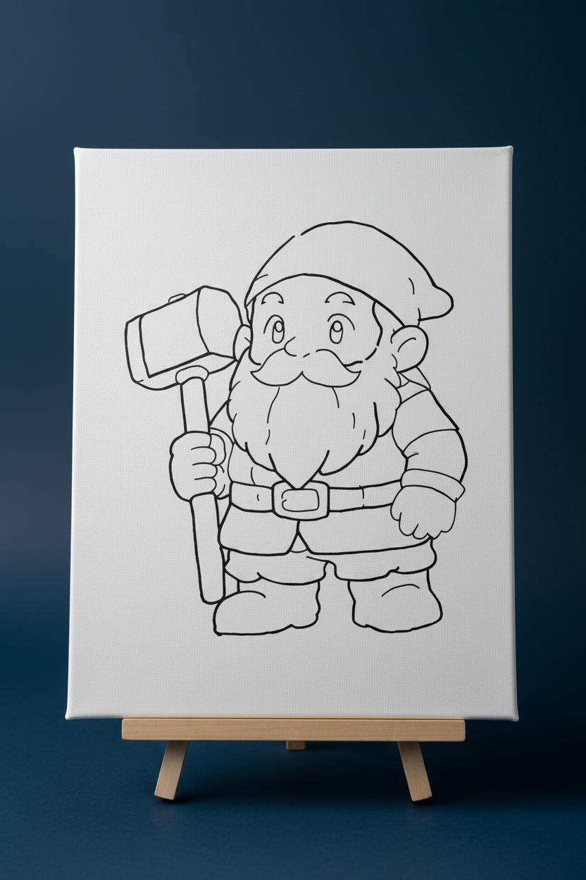Wilbert Hammer | Pre-Drawn Canvas & Paint Kit | 8x10 Ready to Paint | Kids Painting Activity