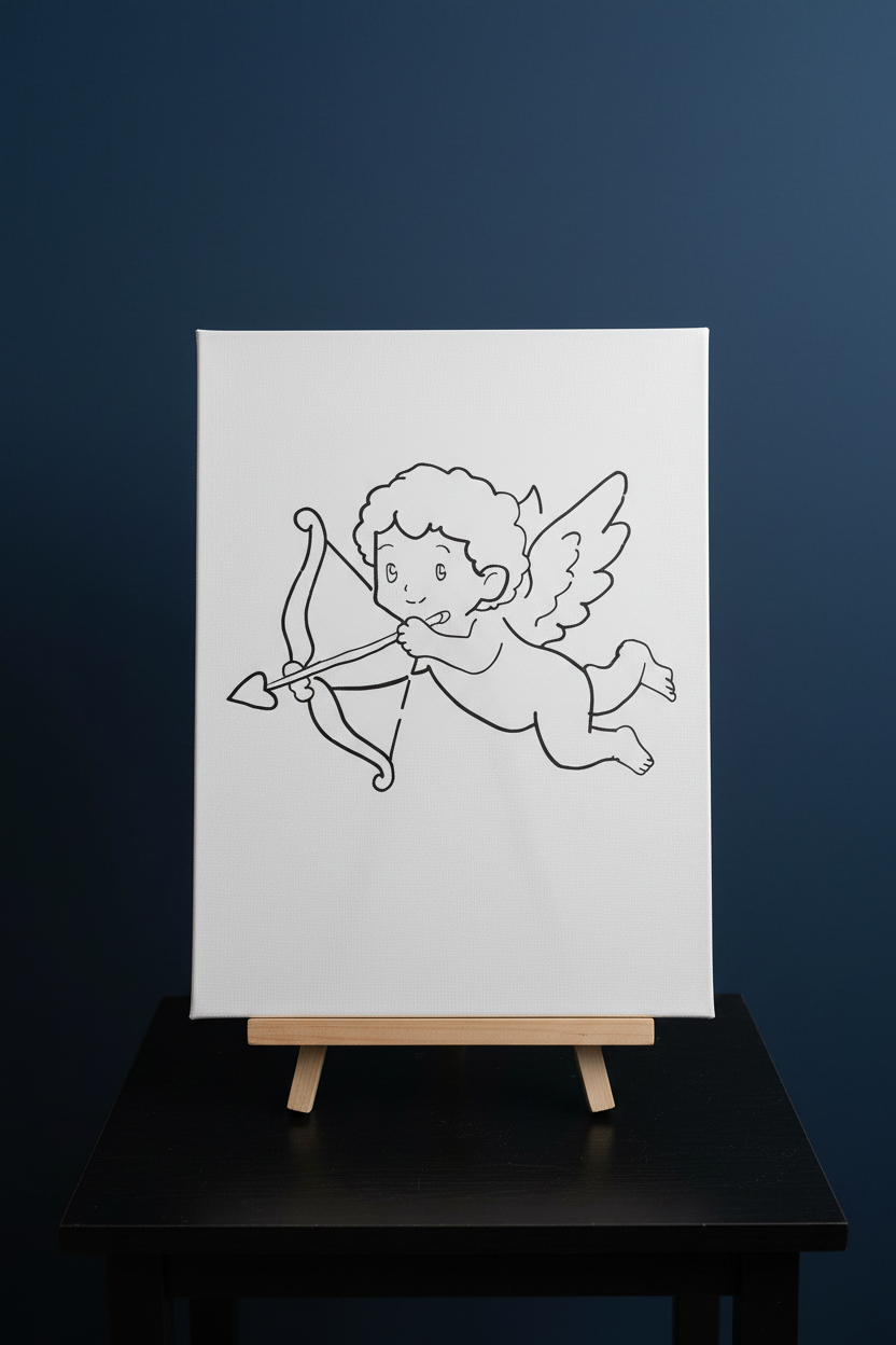 Cupid with Bow | Pre-Drawn Canvas & Paint Kit | 8x10 Ready to Paint | Paint & Sip Activity