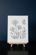Butterfly Flower Garden Pre-Drawn Canvas Outline & Paint Kit | 8x10 Ready to Paint | Kids Paint Activity | Kids Fun