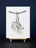Hanging Sneakers Pre-Drawn Canvas Outline & Paint Kit | 8x10 Ready to Paint | Painting Activity | Paint and Sip