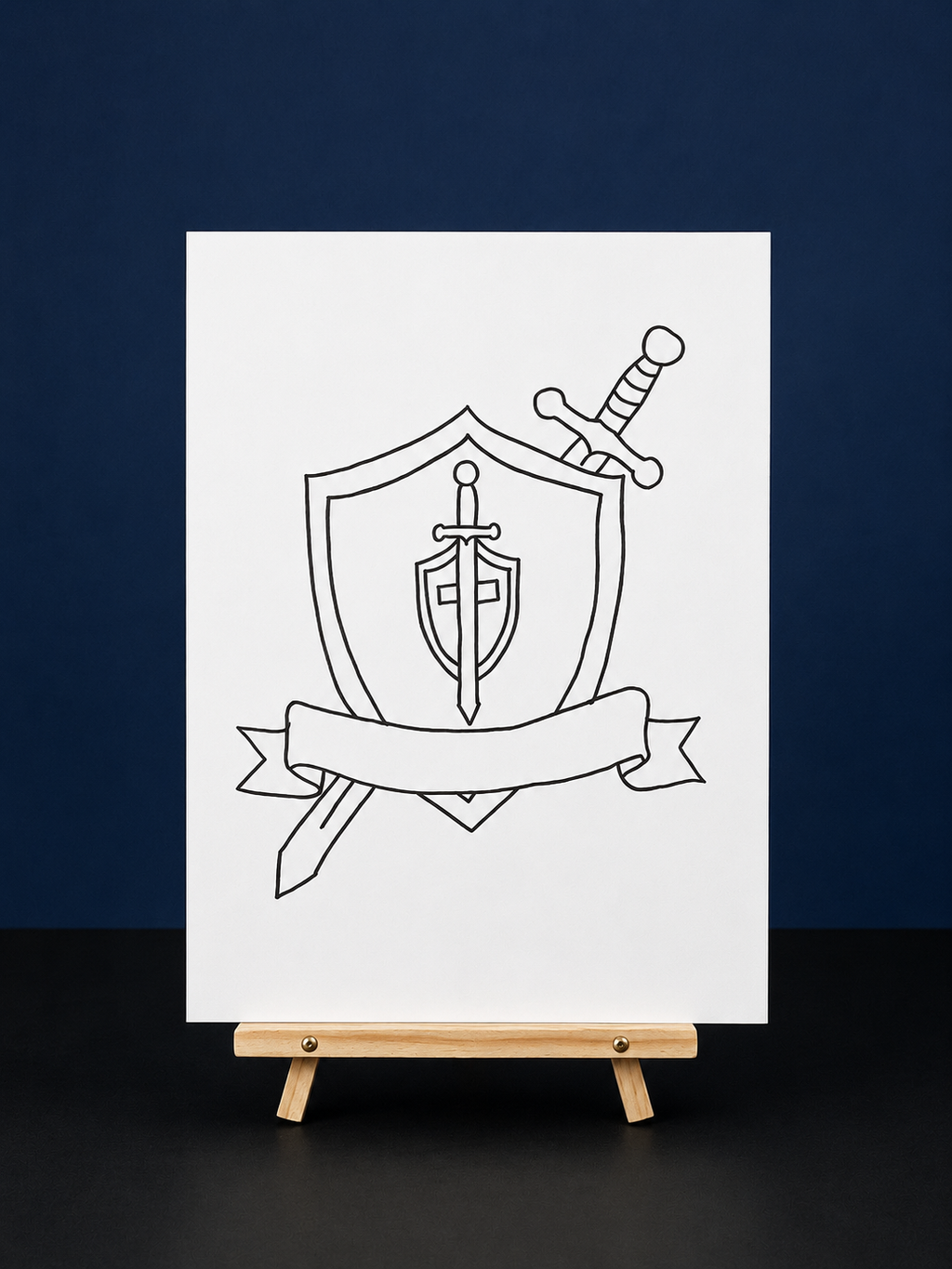 Warrior Shield Pre-Drawn Canvas Outline & Paint Kit | 8x10 Ready to Paint | Painting Activity | Paint and Sip