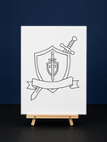 Warrior Shield Pre-Drawn Canvas Outline & Paint Kit | 8x10 Ready to Paint | Painting Activity | Paint and Sip