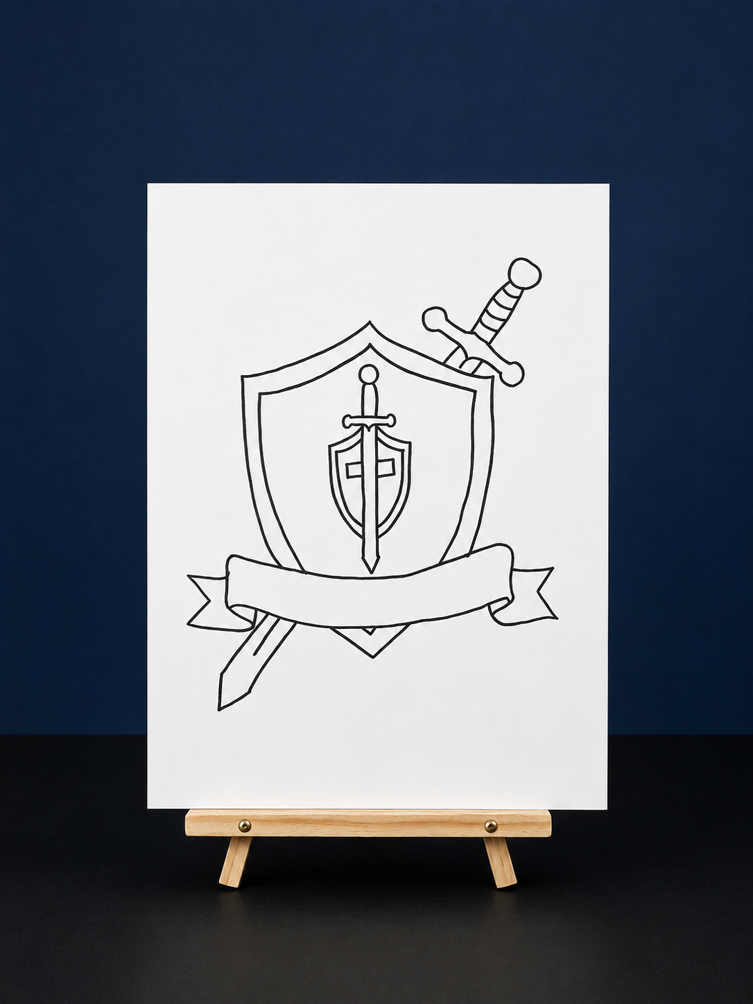 Warrior Shield Pre-Drawn Canvas Outline & Paint Kit | 8x10 Ready to Paint | Painting Activity | Paint and Sip