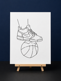 Sneakers & Basketball Pre-Drawn Canvas Outline & Paint Kit | 8x10 Ready to Paint | Painting Activity | Paint and Sip