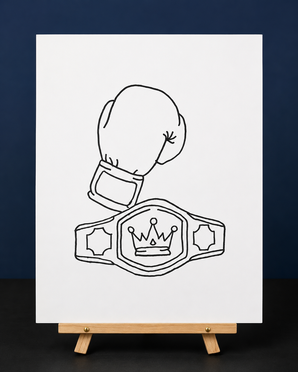 Champion’s Glove & Belt Pre-Drawn Canvas Outline & Paint Kit | 8x10 Ready to Paint | Painting Activity | Paint and Sip
