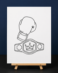 Champion’s Glove & Belt Pre-Drawn Canvas Outline & Paint Kit | 8x10 Ready to Paint | Painting Activity | Paint and Sip