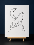 Howling Wolf Pre-Drawn Canvas Outline & Paint Kit | 8x10 Ready to Paint | Painting Activity | Paint and Sip