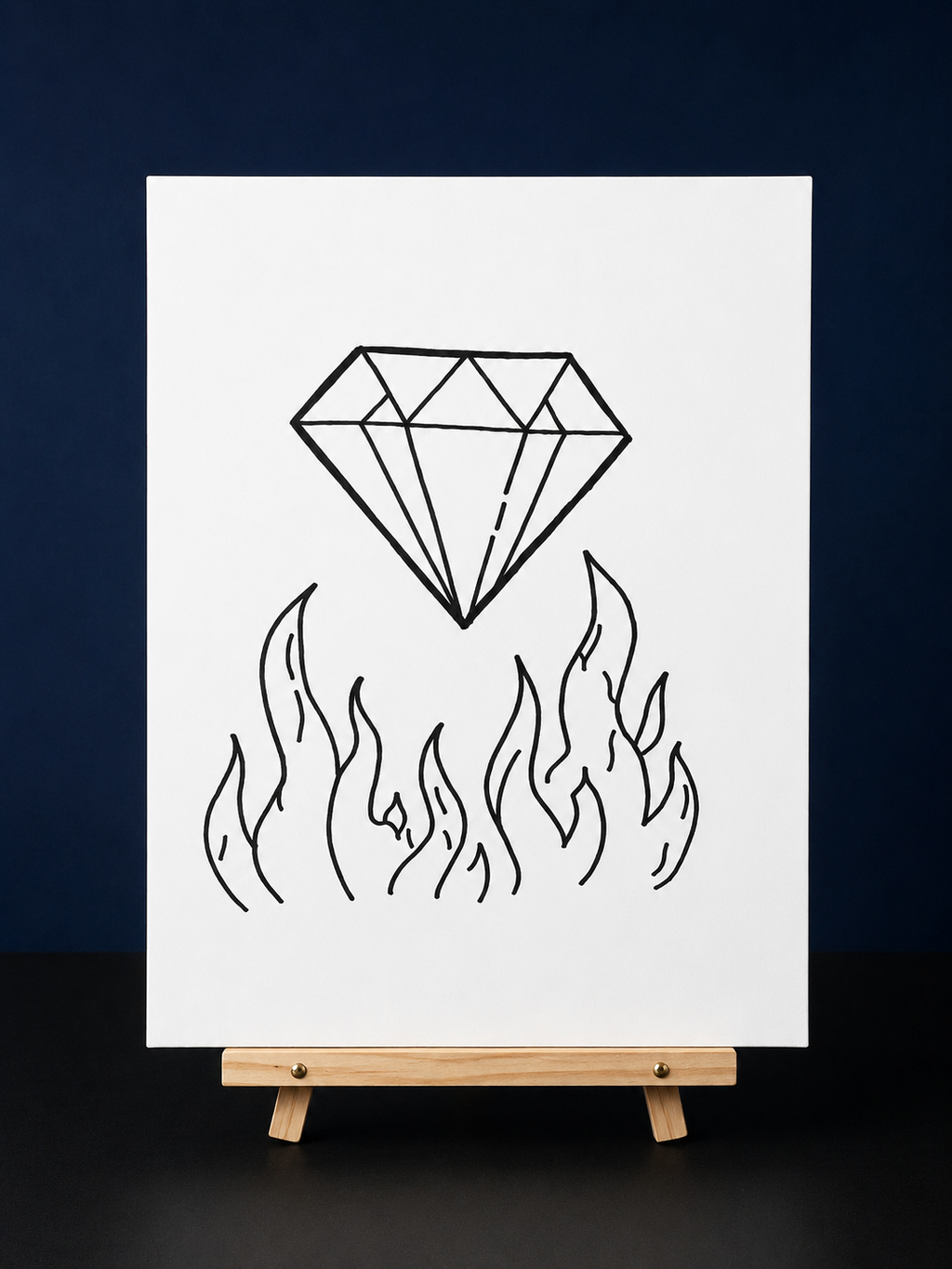 Diamond in the Flames Pre-Drawn Canvas Outline & Paint Kit | 8x10 Ready to Paint | Painting Activity | Paint and Sip