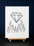 Diamond in the Flames Pre-Drawn Canvas Outline & Paint Kit | 8x10 Ready to Paint | Painting Activity | Paint and Sip