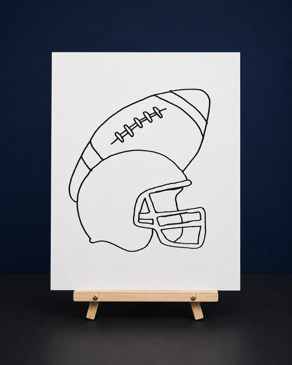 Football Helmet & Ball Pre-Drawn Canvas Outline & Paint Kit | 8x10 Ready to Paint | Kids Paint Activity | Kids Fun