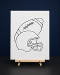 Football Helmet & Ball Pre-Drawn Canvas Outline & Paint Kit | 8x10 Ready to Paint | Kids Paint Activity | Kids Fun