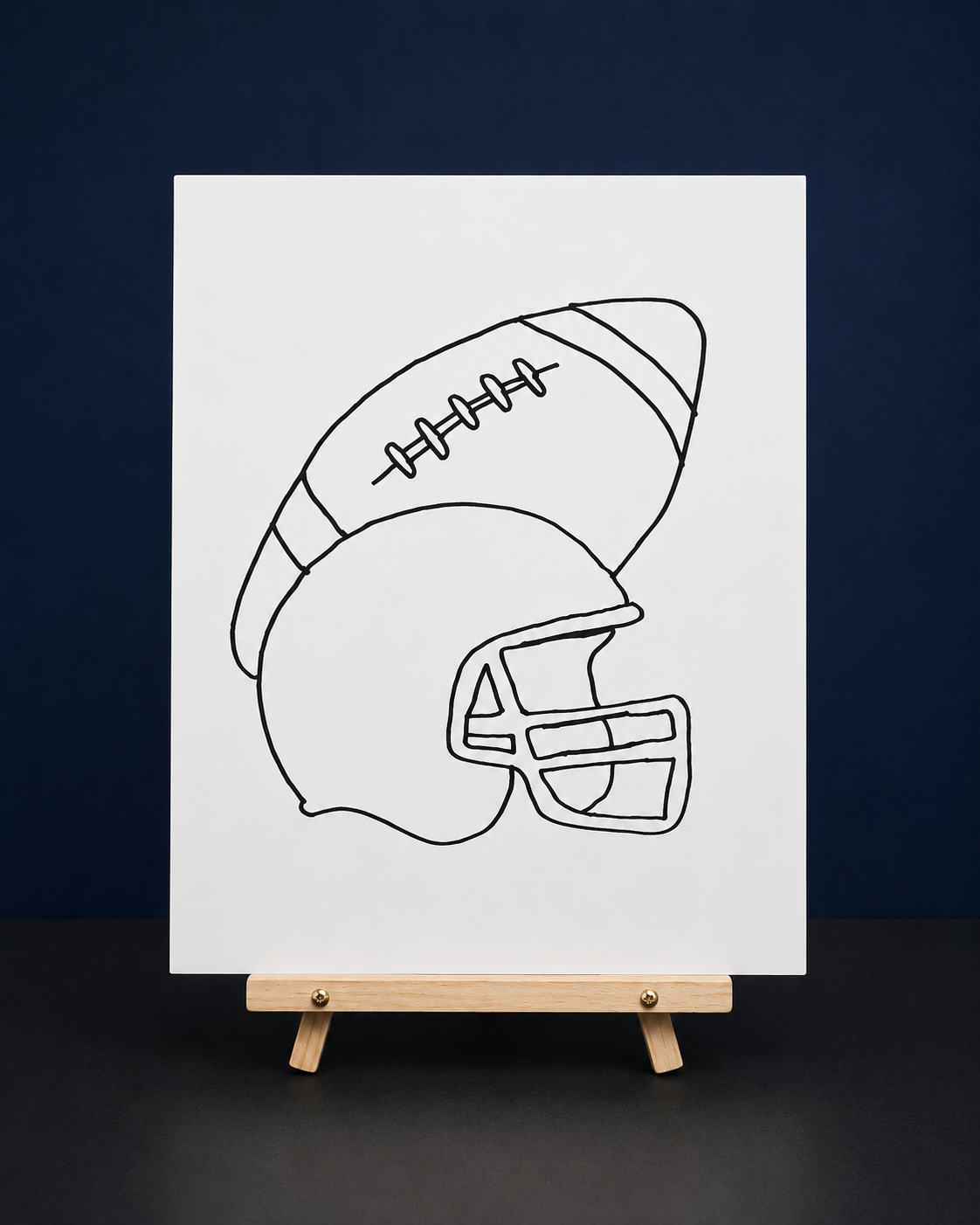 Football Helmet & Ball Pre-Drawn Canvas Outline & Paint Kit | 8x10 Ready to Paint | Kids Paint Activity | Kids Fun