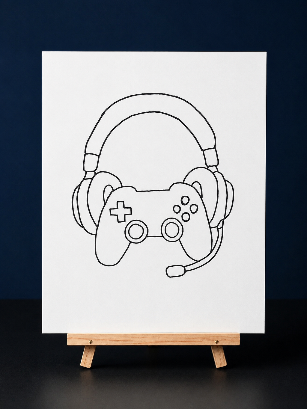 Gamer Headset & Controller Pre-Drawn Canvas Outline & Paint Kit | 8x10 Ready to Paint | Kids Paint Activity | Kids Fun