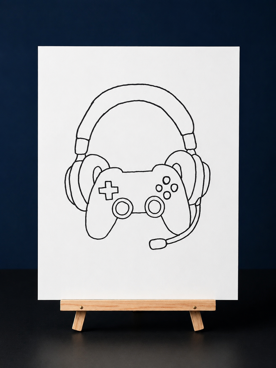 Gamer Headset & Controller Pre-Drawn Canvas Outline & Paint Kit | 8x10 Ready to Paint | Kids Paint Activity | Kids Fun