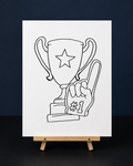 Number One Champion Pre-Drawn Canvas Outline & Paint Kit | 8x10 Ready to Paint | Kids Paint Activity | Kids Fun