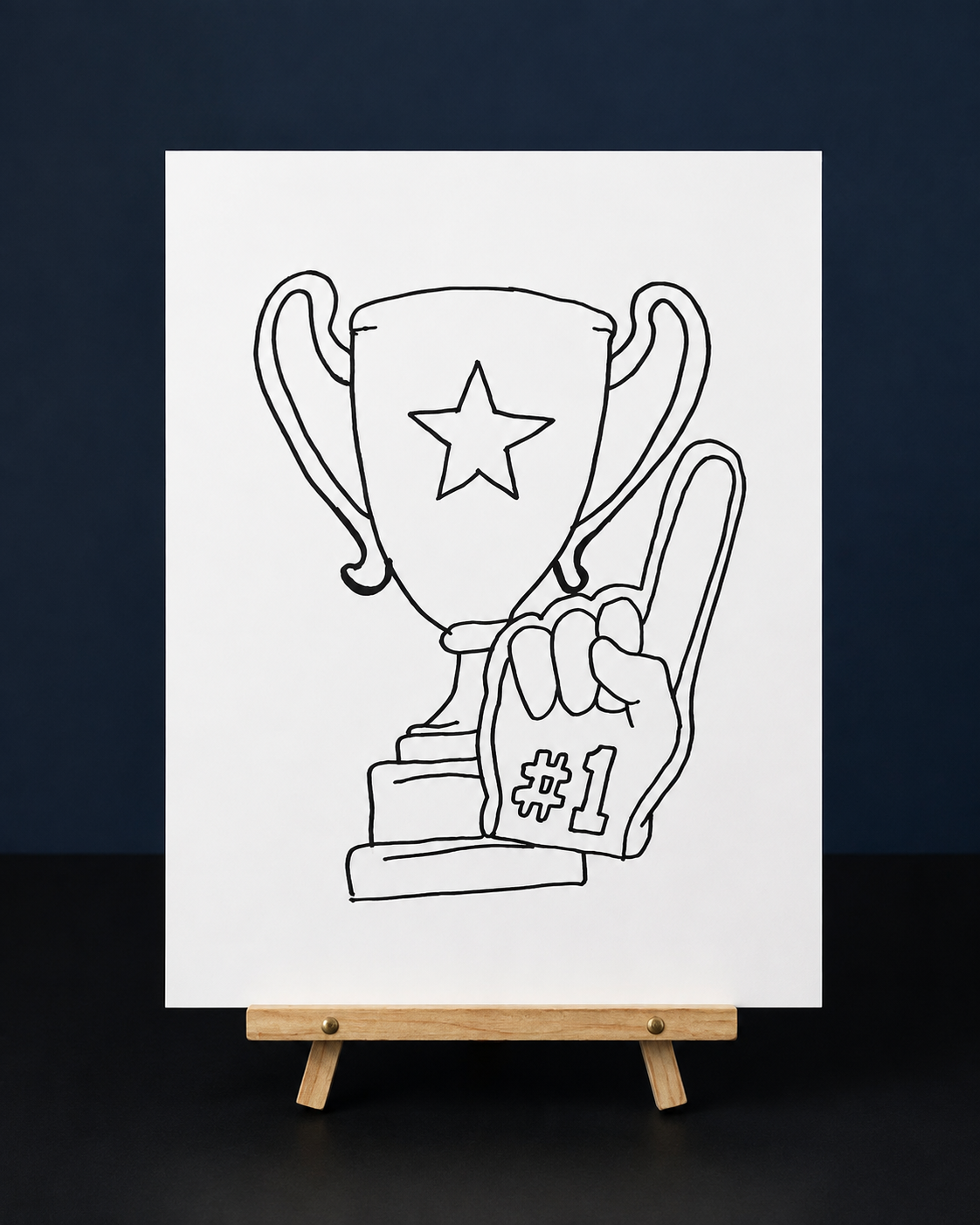Number One Champion Pre-Drawn Canvas Outline & Paint Kit | 8x10 Ready to Paint | Kids Paint Activity | Kids Fun