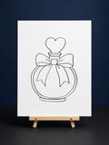 Heart Bow Perfume Pre-Drawn Canvas Outline & Paint Kit | 8x10 Ready to Paint | Painting Activity | Paint and Sip