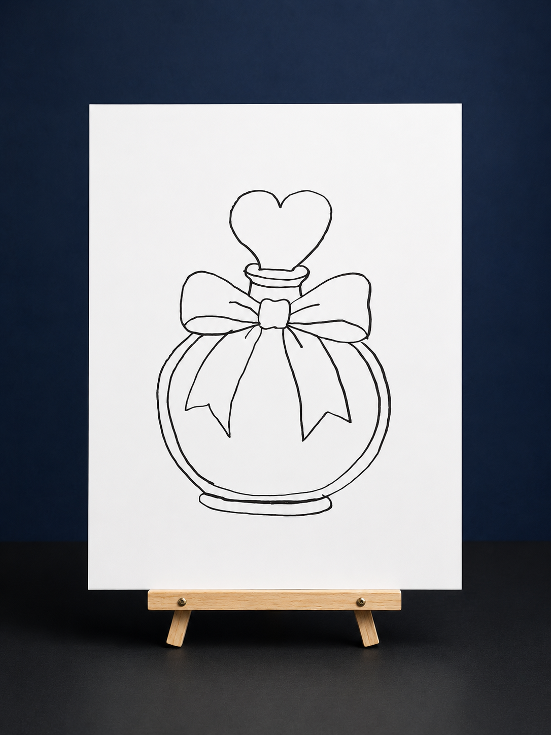 Heart Bow Perfume Pre-Drawn Canvas Outline & Paint Kit | 8x10 Ready to Paint | Painting Activity | Paint and Sip