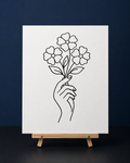 Flower in Her Hand Pre-Drawn Canvas Outline & Paint Kit | 8x10 Ready to Paint | Painting Activity | Paint and Sip