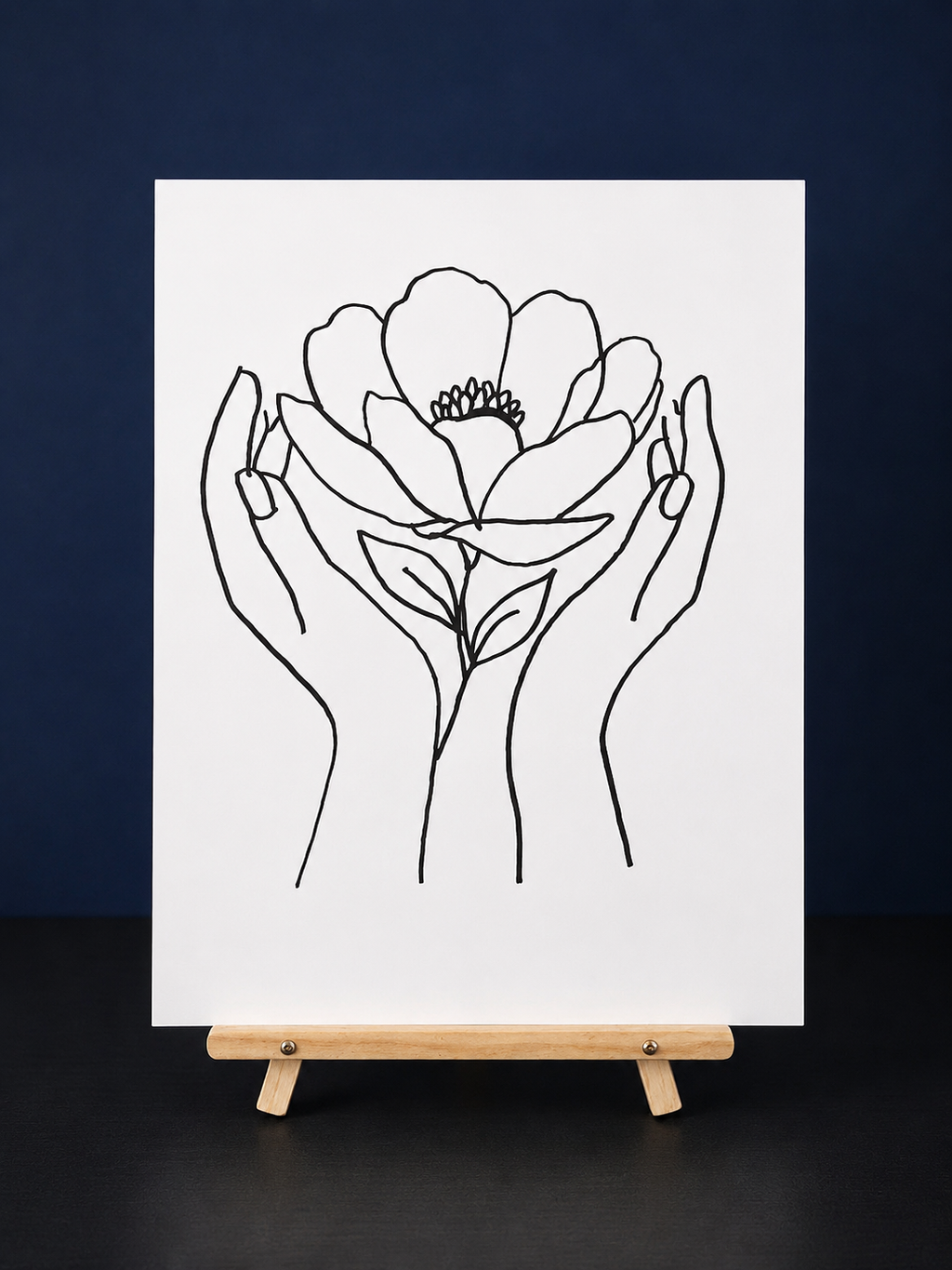 Bloom in Her Hands Pre-Drawn Canvas Outline & Paint Kit | 8x10 Ready to Paint | Painting Activity | Paint and Sip