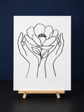 Bloom in Her Hands Pre-Drawn Canvas Outline & Paint Kit | 8x10 Ready to Paint | Painting Activity | Paint and Sip