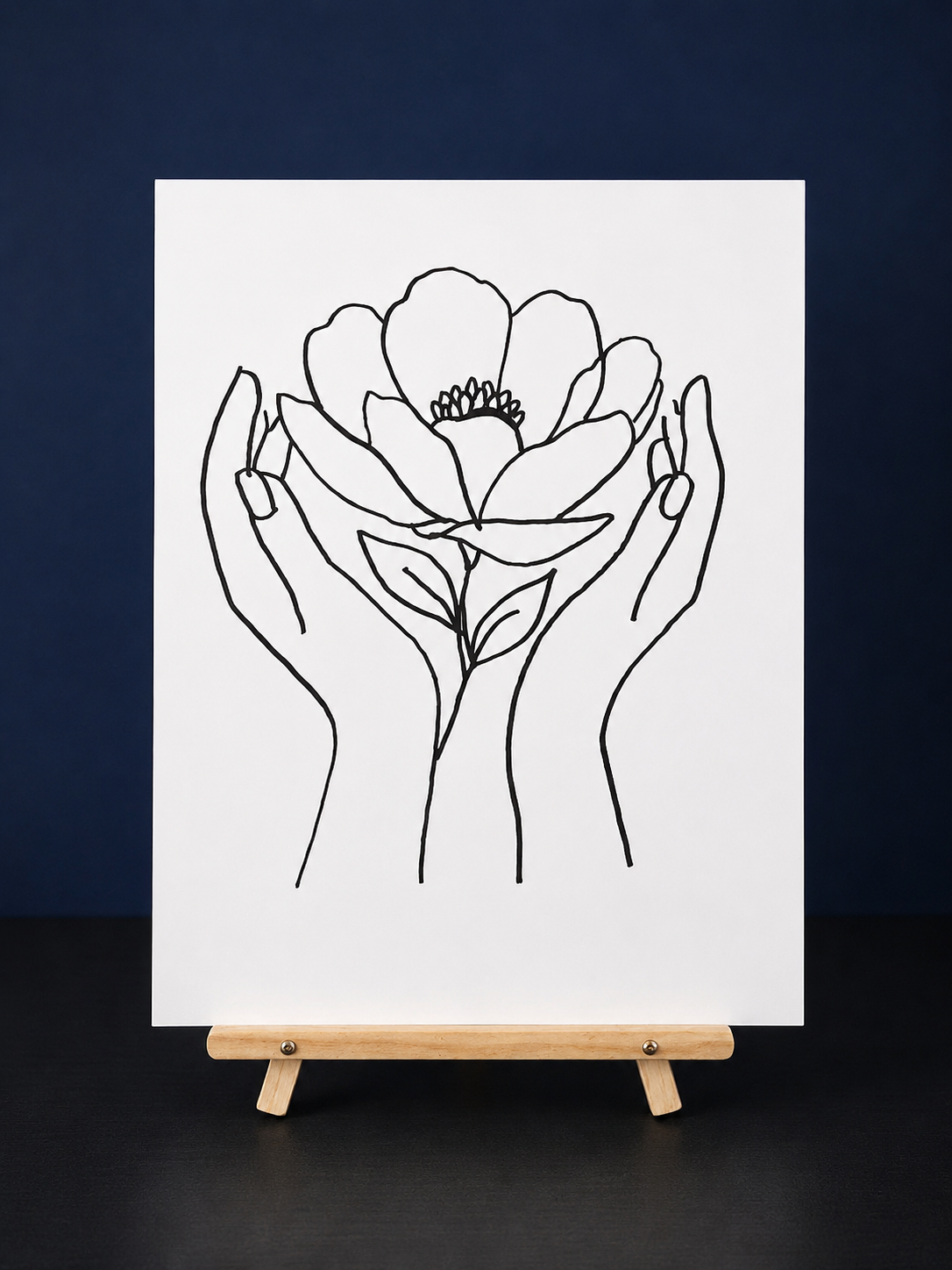 Bloom in Her Hands Pre-Drawn Canvas Outline & Paint Kit | 8x10 Ready to Paint | Painting Activity | Paint and Sip
