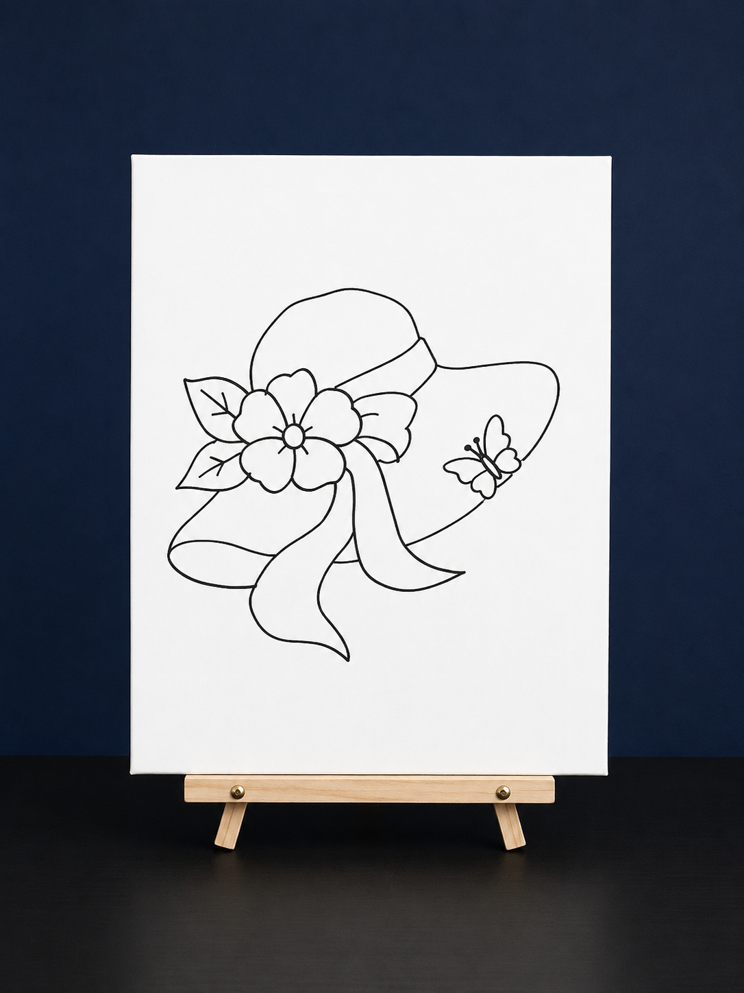 Garden Glam Sun Hat Pre-Drawn Canvas Outline & Paint Kit | 8x10 Ready to Paint | Painting Activity | Paint and Sip