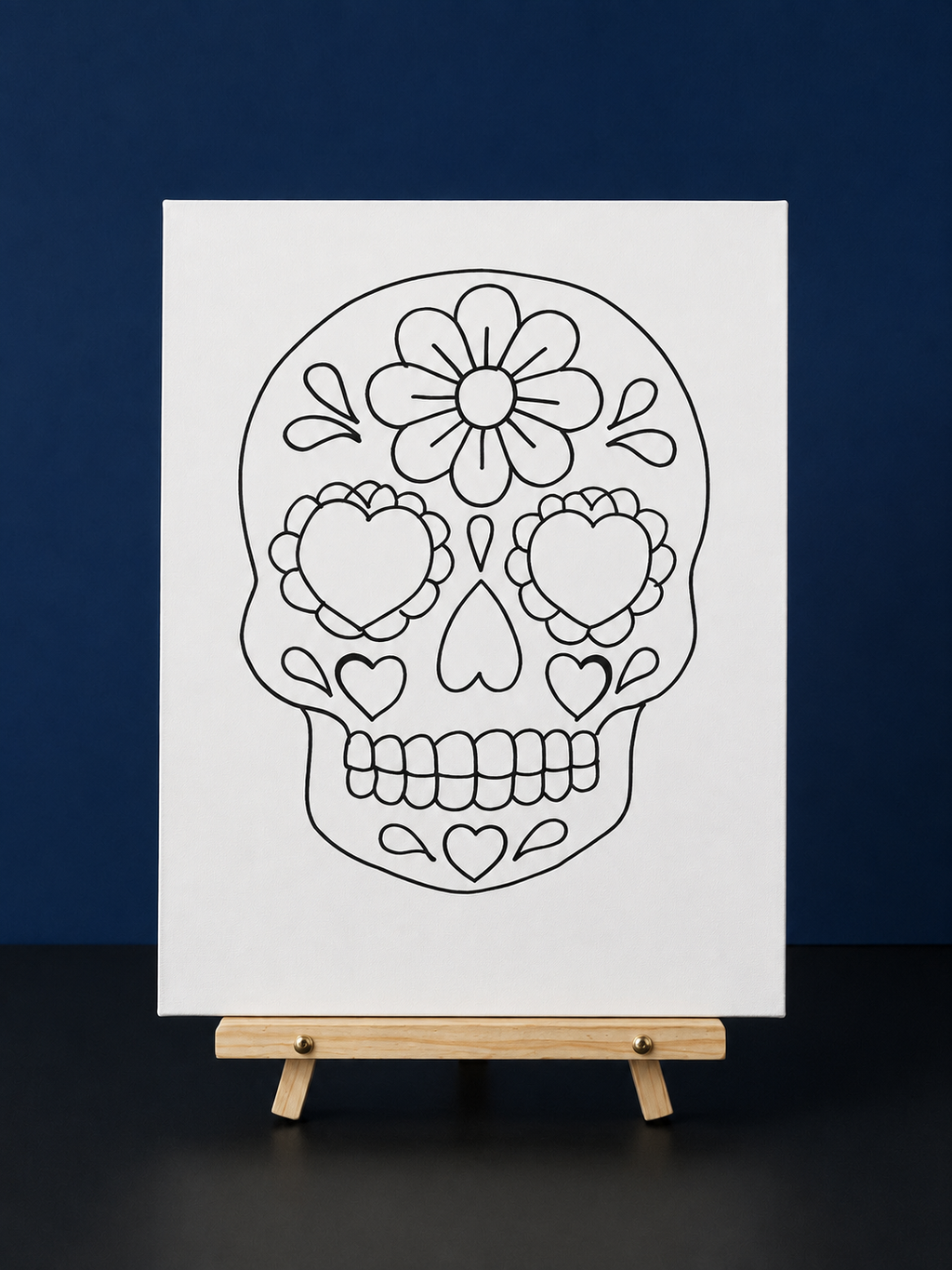 Floral Sugar Skull Pre-Drawn Canvas Outline & Paint Kit | 8x10 Ready to Paint | Painting Activity | Paint and Sip