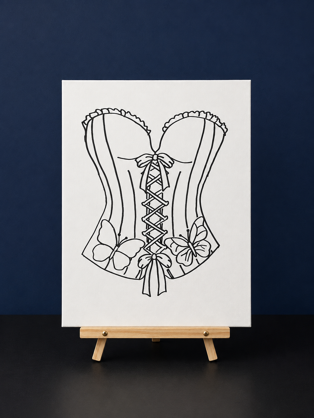 Butterfly Corset Pre-Drawn Canvas Outline & Paint Kit | 8x10 Ready to Paint | Painting Activity | Paint and Sip