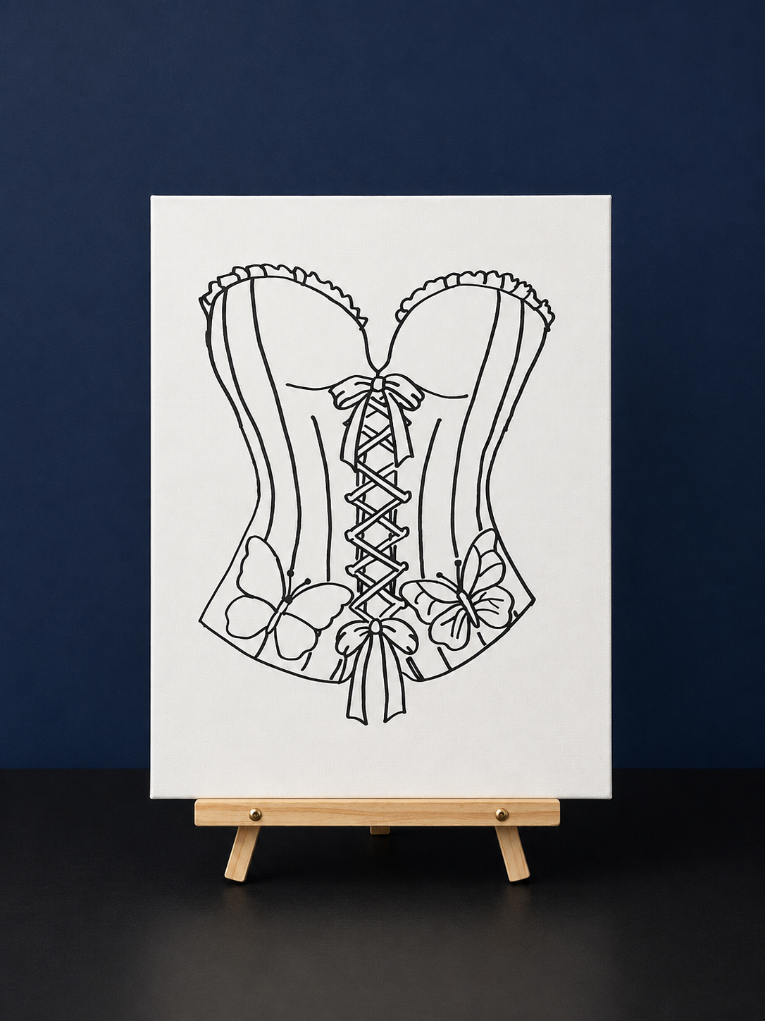 Butterfly Corset Pre-Drawn Canvas Outline & Paint Kit | 8x10 Ready to Paint | Painting Activity | Paint and Sip