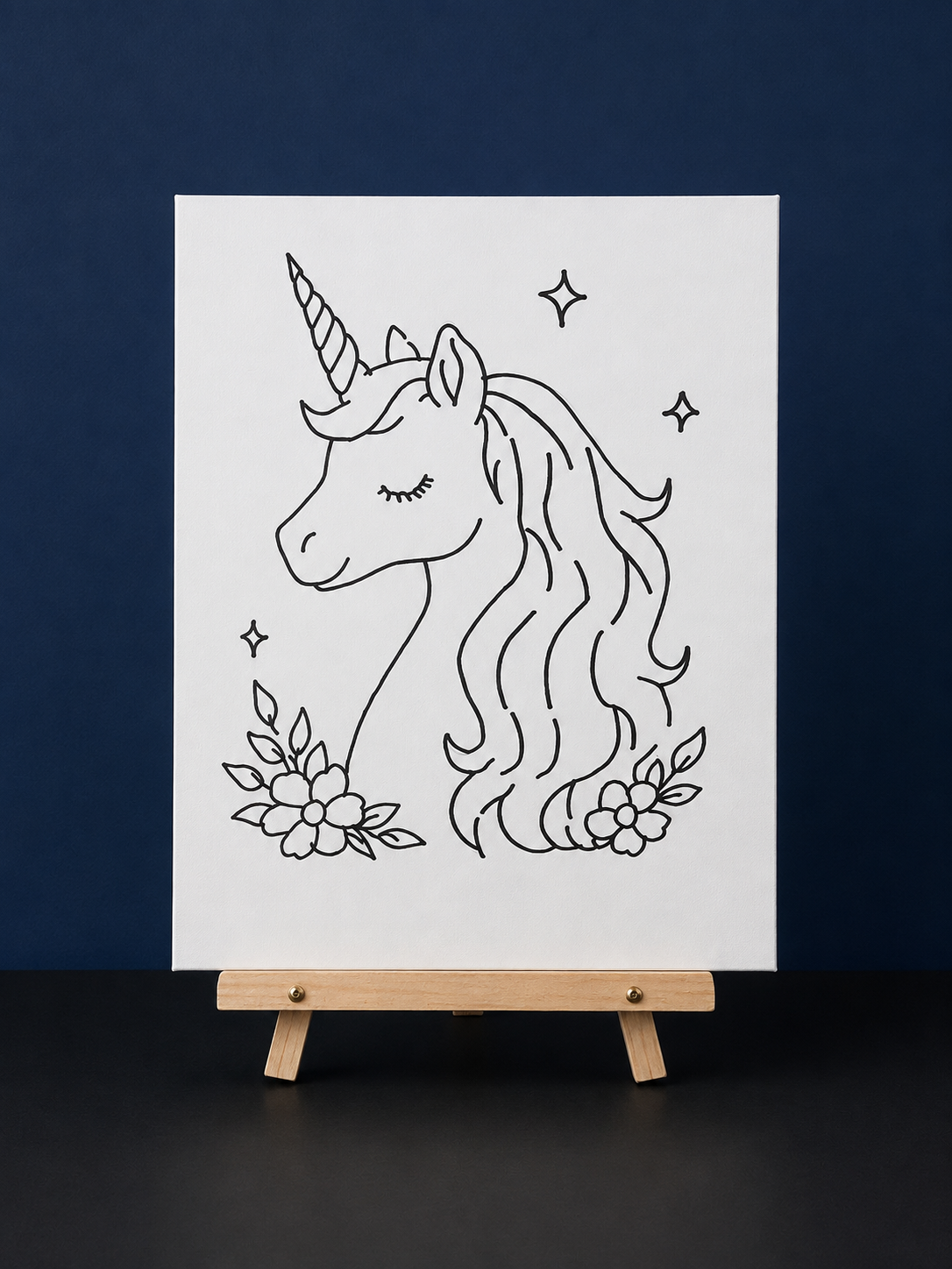 Floral Unicorn Pre-Drawn Canvas Outline & Paint Kit | 8x10 Ready to Paint | Kids Paint Activity | Kids Fun