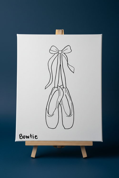 Bowtie Canvas on Easel - Navy Background
