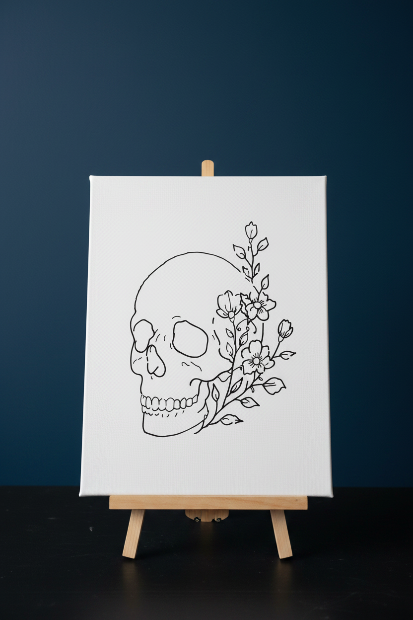 Skull Floral Canvas